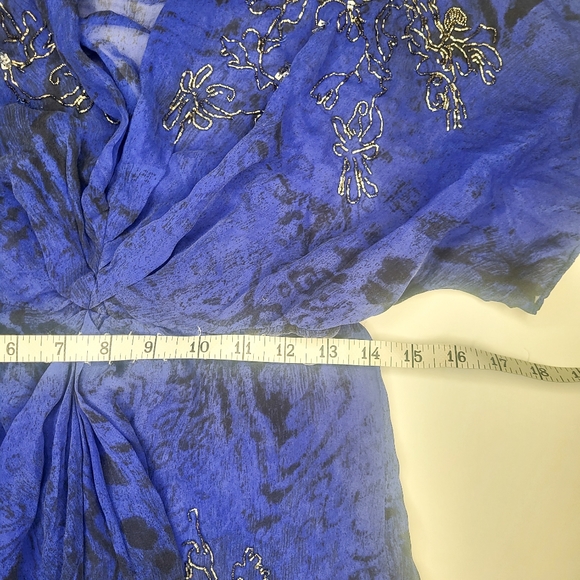 Cache | 100% silk sheer embroidered blouse - Picture 10 of 10